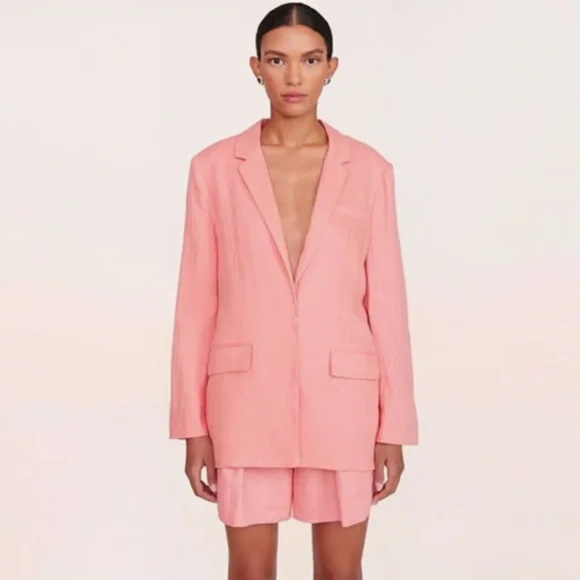 New Staud Blazer Maxwell Linen Blazer in Rosebud Size Medium - Picture 9 of 9